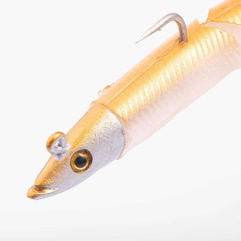 COMBO Leurres Souples Slug Lançon SLUGEELO 130 10gr Doré/Blanc 7 COMBO Leurres Souples Slug Lançon SLUGEELO 130 10gr Doré/Blanc – Image 7