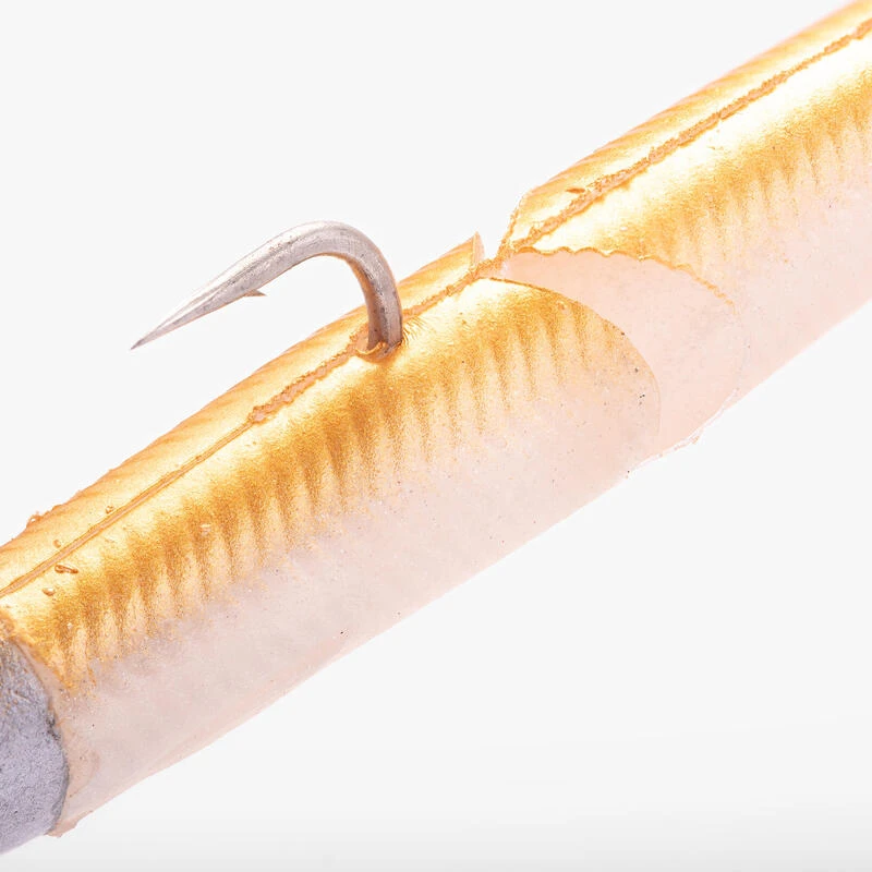 COMBO Leurres Souples Slug Lançon SLUGEELO 130 10gr Doré/Blanc 8 COMBO Leurres Souples Slug Lançon SLUGEELO 130 10gr Doré/Blanc – Image 8